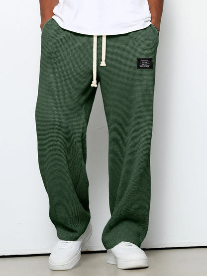 Heren Sweatpants Rechte Pijp met Trekkoord en Elastische Tailleband Donkergroen