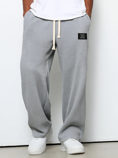 Heren Sweatpants Rechte Pijp met Trekkoord en Elastische Tailleband Grijs