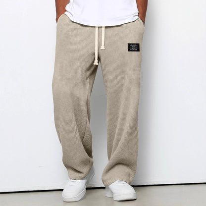 Heren Sweatpants Rechte Pijp met Trekkoord en Elastische Tailleband Kaki