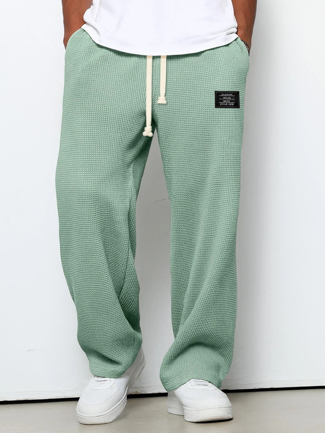 Heren Sweatpants Rechte Pijp met Trekkoord en Elastische Tailleband Groen