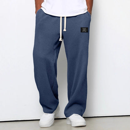 Heren Sweatpants Rechte Pijp met Trekkoord en Elastische Tailleband Blauw