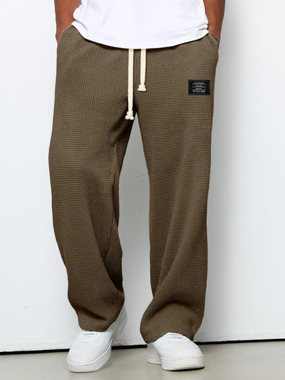 Heren Sweatpants Rechte Pijp met Trekkoord en Elastische Tailleband Donkerbruin