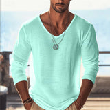 Heren Shirt met Lange Mouwen en V-Hals – Casual Pasvorm