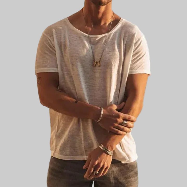 Heren T-shirt Korte Mouw met Ronde Hals en Regular Fit Wit