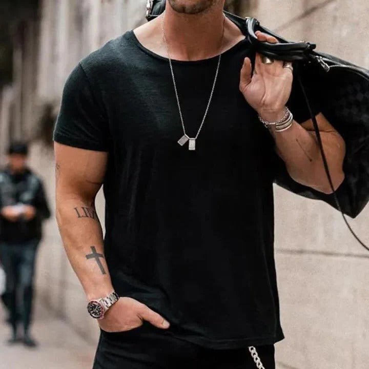 Heren T-shirt Korte Mouw met Ronde Hals en Regular Fit Zwart