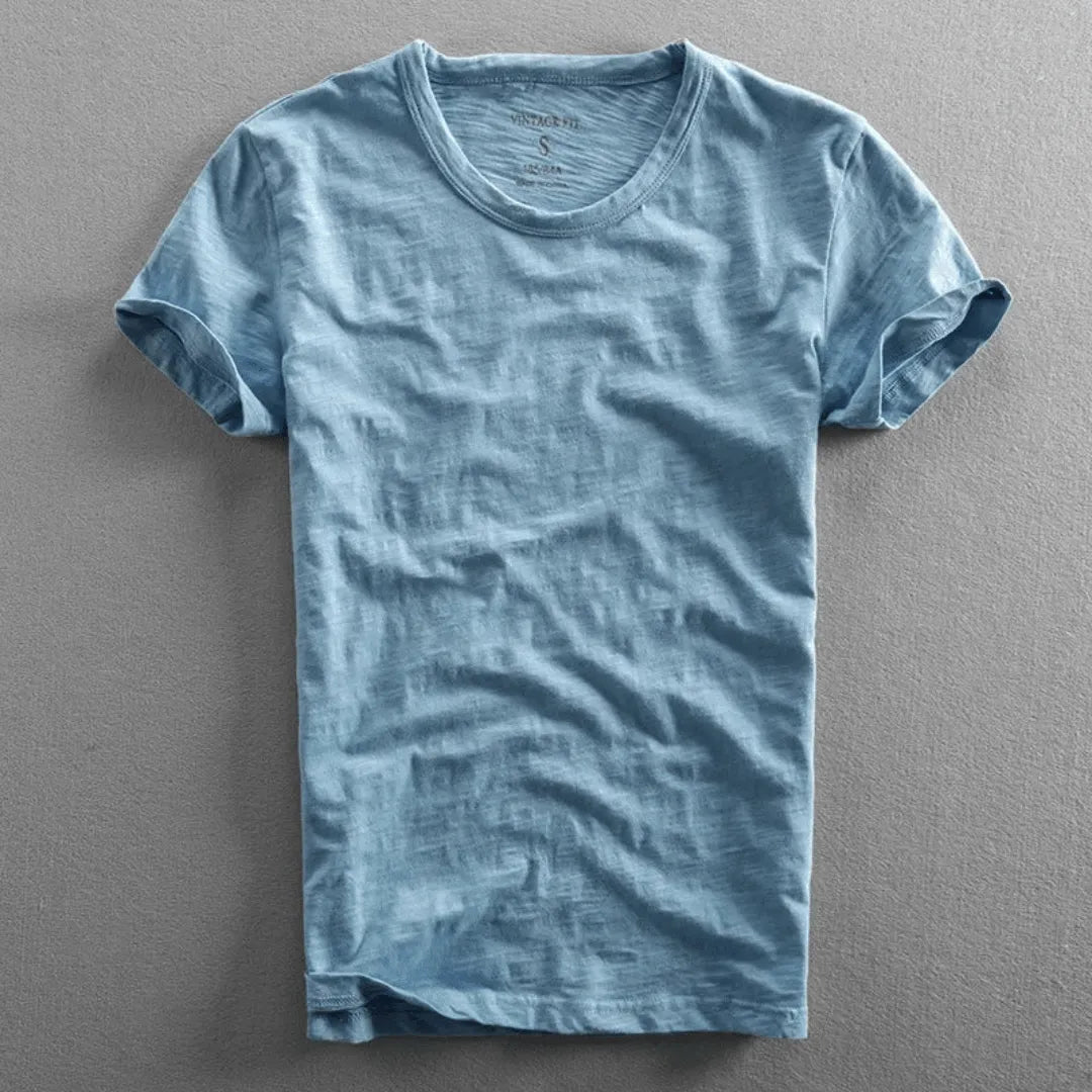 Heren T-shirt Korte Mouw met Ronde Hals en Relaxed Fit Blauw