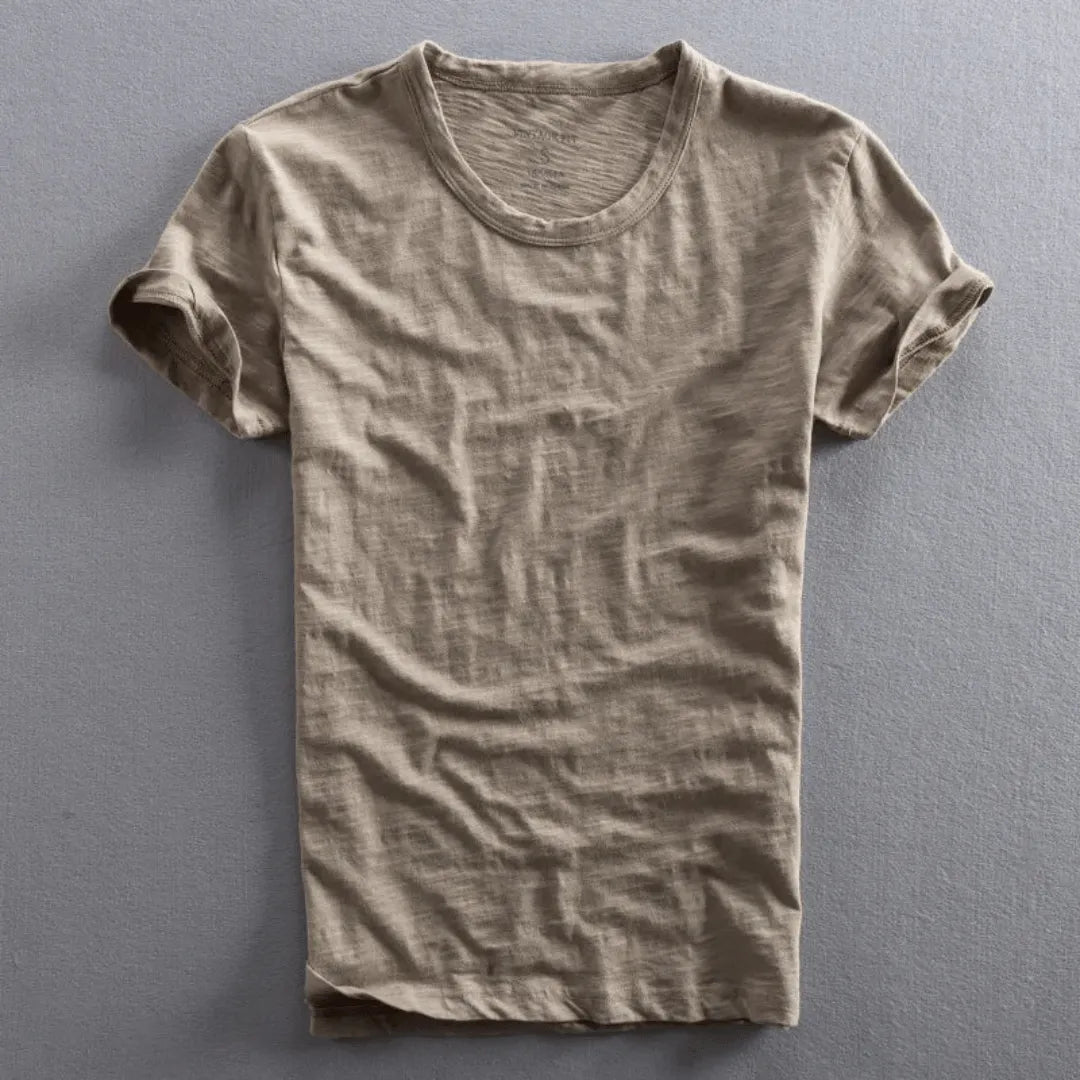 Heren T-shirt Korte Mouw met Ronde Hals en Relaxed Fit Beige
