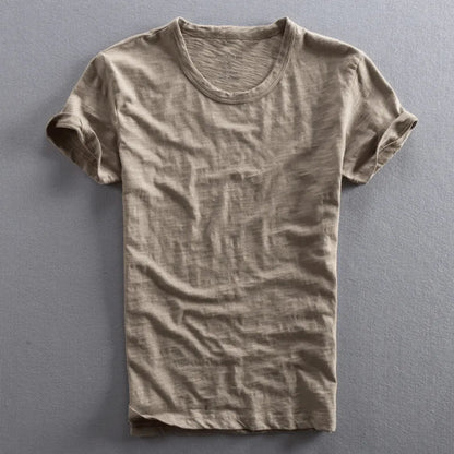 Heren T-shirt Korte Mouw met Ronde Hals en Relaxed Fit Beige