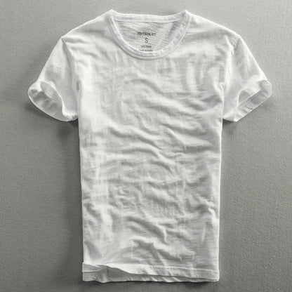 Heren T-shirt Korte Mouw met Ronde Hals en Relaxed Fit Wit