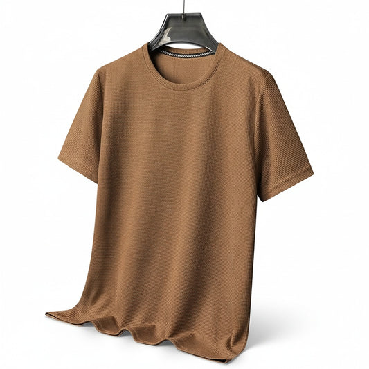 Heren T-shirt Korte Mouw met Ronde Hals en Wafelstructuur