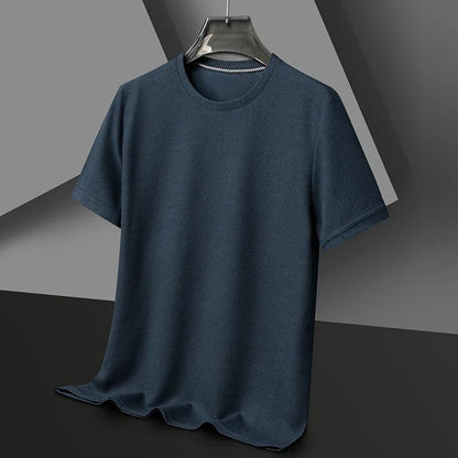 Heren T-shirt Korte Mouw met Ronde Hals en Wafelstructuur Navy