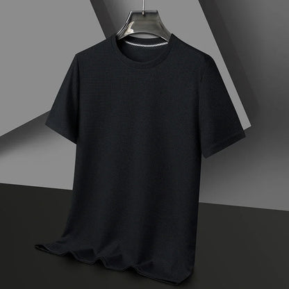 Heren T-shirt Korte Mouw met Ronde Hals en Wafelstructuur Zwart