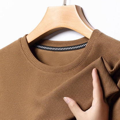 Heren T-shirt Korte Mouw met Ronde Hals en Wafelstructuur