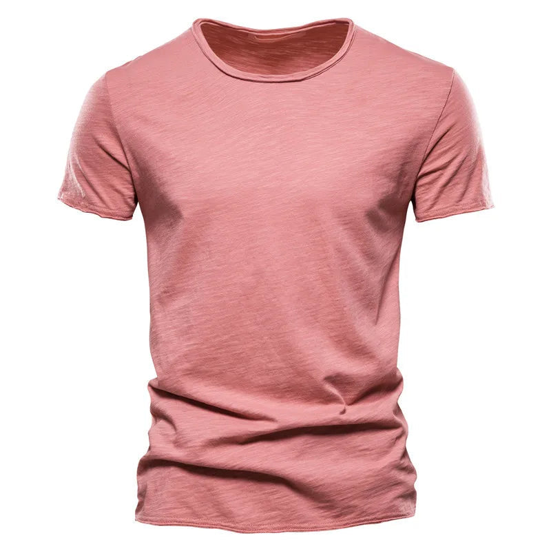 Heren T-shirt Korte Mouw met Ronde Hals Regular Fit Roze