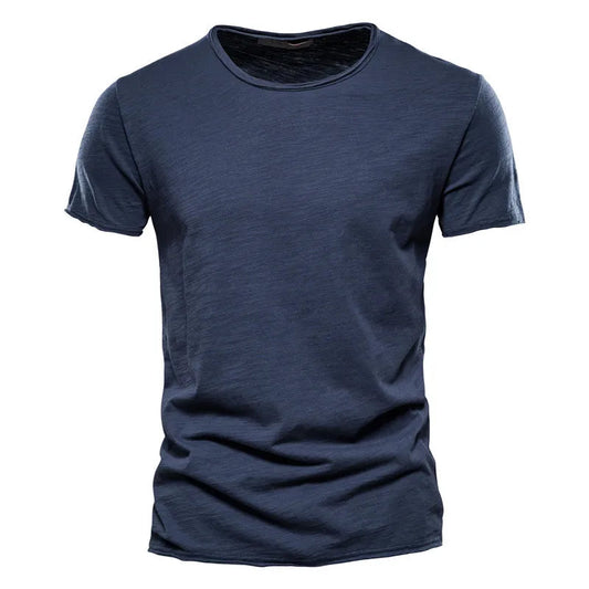Heren T-shirt Korte Mouw met Ronde Hals Regular Fit Donkerblauw