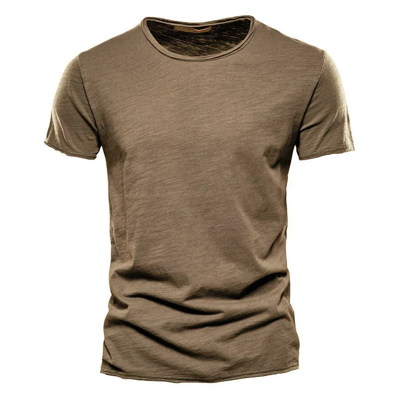 Heren T-shirt Korte Mouw met Ronde Hals Regular Fit Bruin