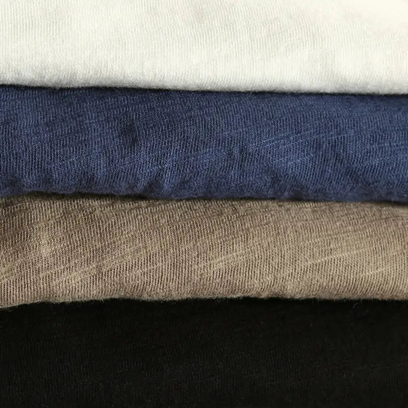 Heren T-shirt Lange Mouw met V-hals en Contrastbies Vintage Fit