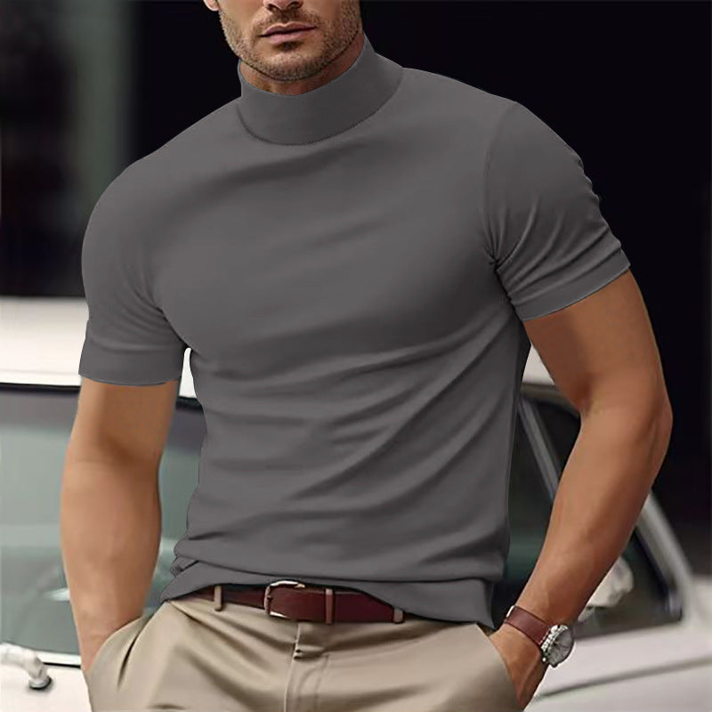 Heren T-shirt met Turtleneck Korte Mouw Slim Fit