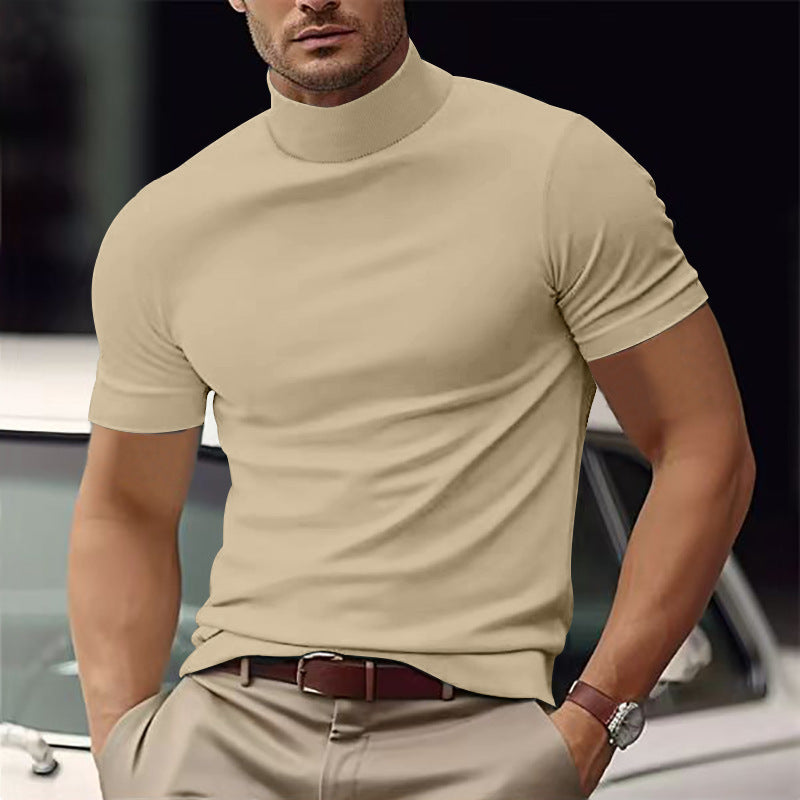 Heren T-shirt met Turtleneck Korte Mouw Slim Fit