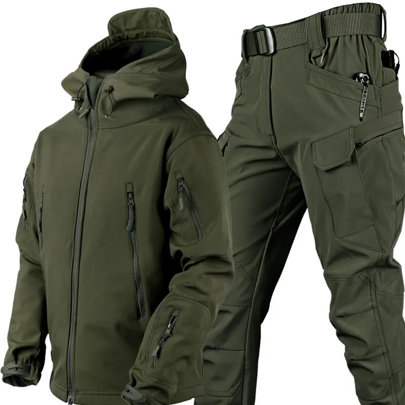 Heren Tactisch Outdoor Set met Capuchon en Cargo Broek Groen