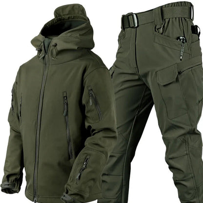 Heren Tactisch Outdoor Set met Capuchon en Cargo Broek Groen