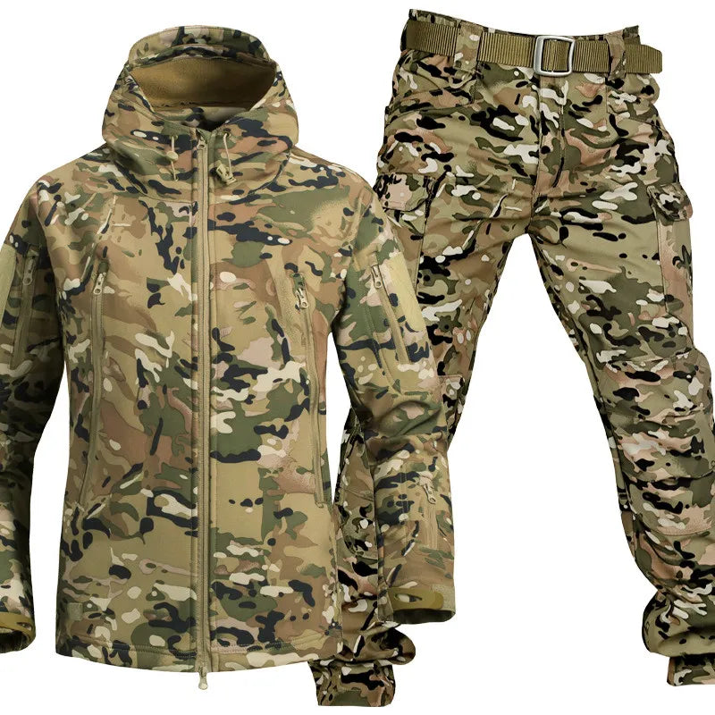 Heren Tactisch Outdoor Set met Capuchon en Cargo Broek Camouflage