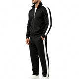 Heren Trainingspak met Rits en Opstaande Kraag, Jogger Broek en Contraststrepen