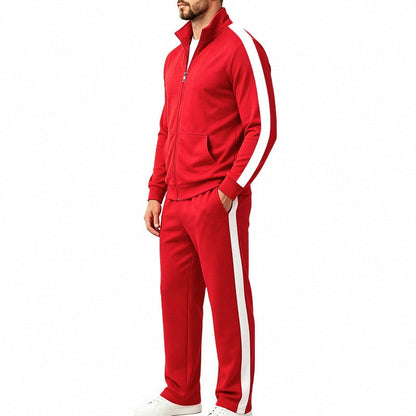 Heren Trainingspak met Rits en Opstaande Kraag, Jogger Broek en Contraststrepen