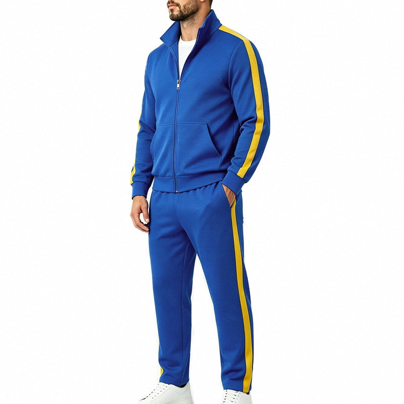 Heren Trainingspak met Rits en Opstaande Kraag, Jogger Broek en Contraststrepen