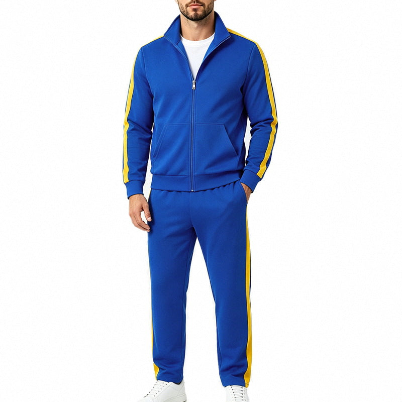 Heren Trainingspak met Rits en Opstaande Kraag, Jogger Broek en Contraststrepen
