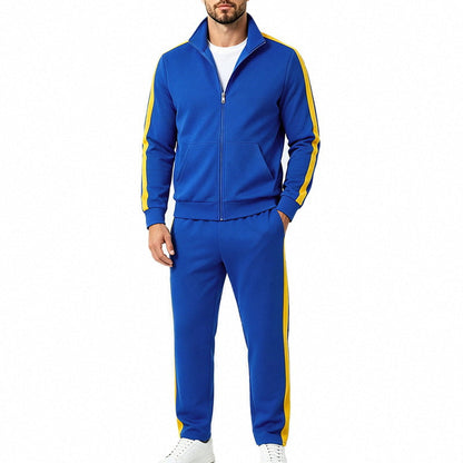 Heren Trainingspak met Rits en Opstaande Kraag, Jogger Broek en Contraststrepen