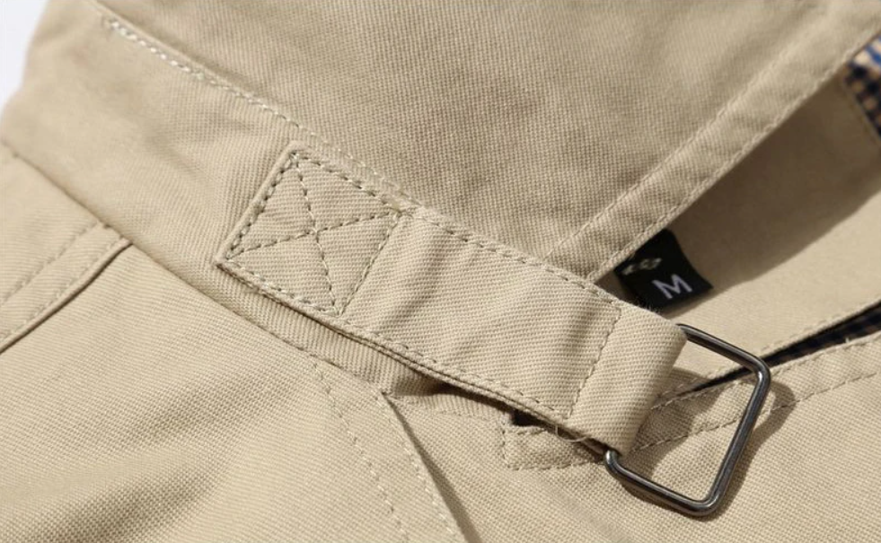 Heren Trench Coat met Epauletten en Knoopsluiting Slim Fit