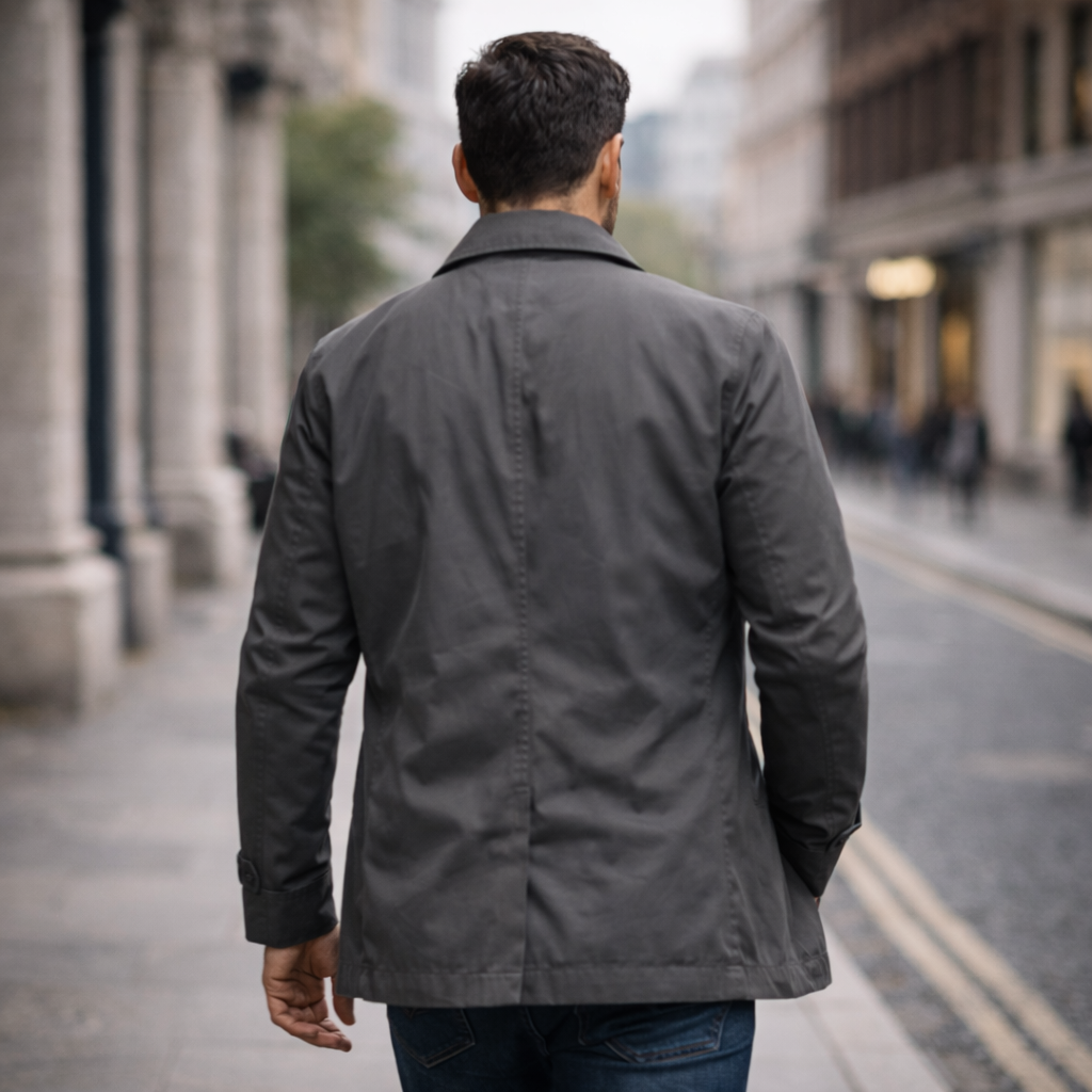 Heren Trench Coat met Knoopsluiting en Gewatteerde Voering