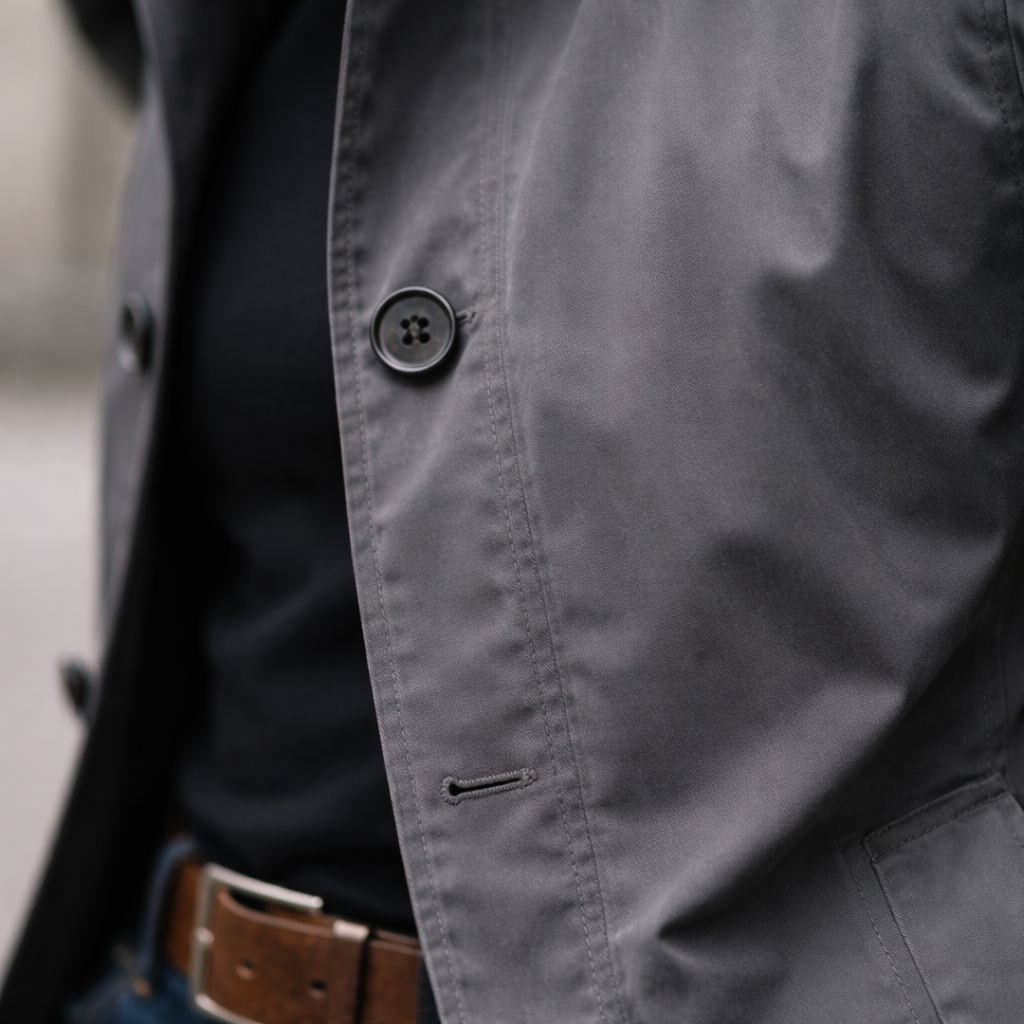Heren Trench Coat met Knoopsluiting en Gewatteerde Voering