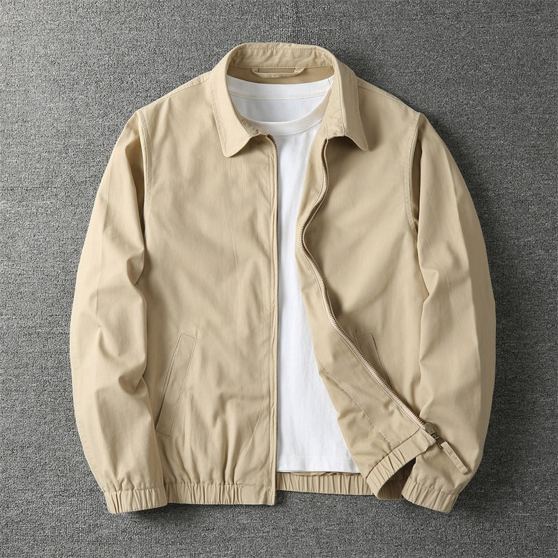 Heren Tussenjas met Kraag, Ritssluiting en Elastische Boord Beige