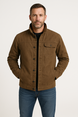 Heren Utility Jacket met Staande Kraag en Knoopsluiting