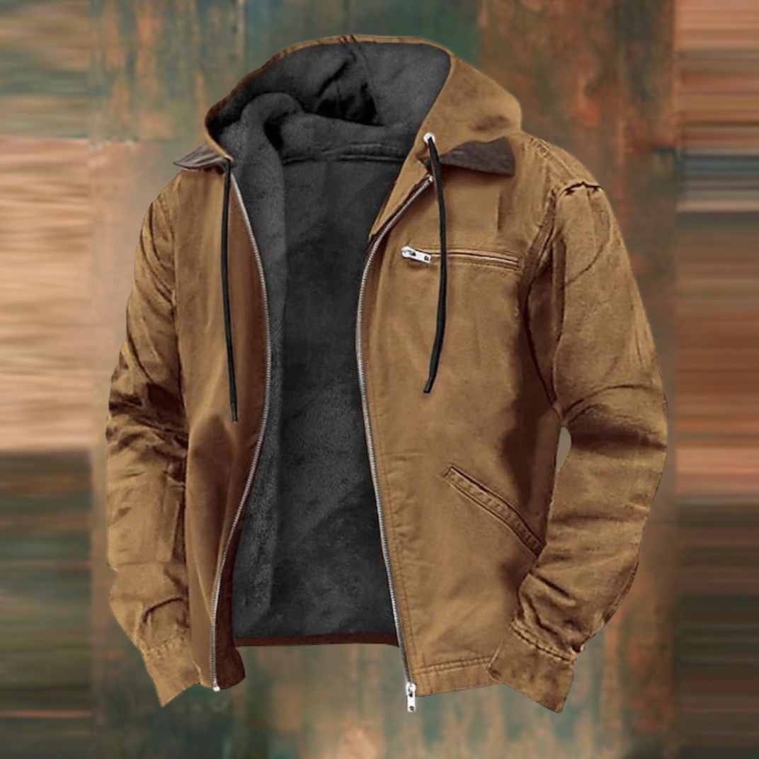 Heren Winterjack met Capuchon en Ritssluiting Bruin