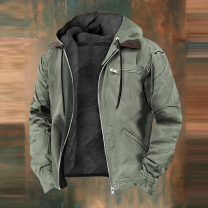 Heren Winterjack met Capuchon en Ritssluiting Groen