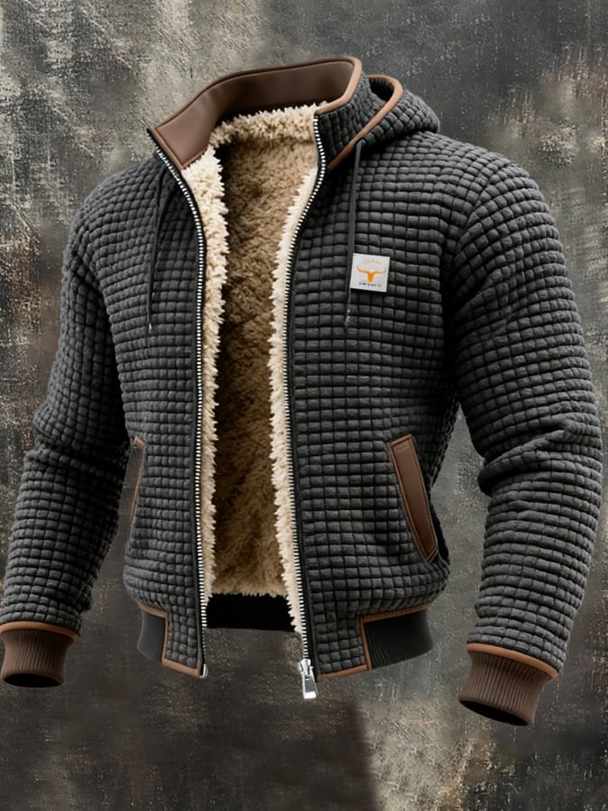 Heren Winterjacket met Capuchon, Ritssluiting en Gevoerd Interieur Grijs