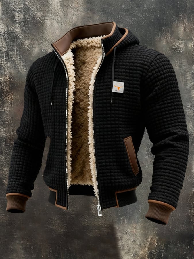 Heren Winterjacket met Capuchon, Ritssluiting en Gevoerd Interieur Zwart