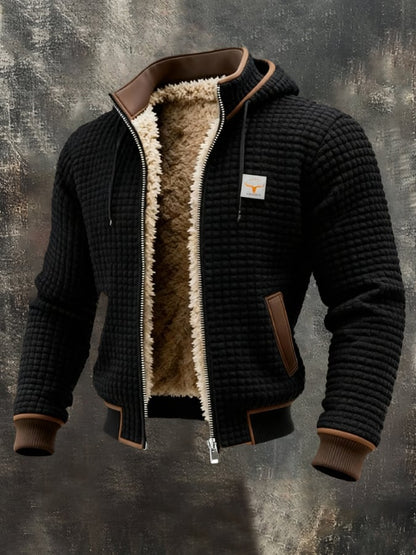 Heren Winterjacket met Capuchon, Ritssluiting en Gevoerd Interieur Zwart
