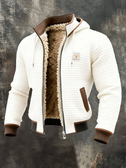 Heren Winterjacket met Capuchon, Ritssluiting en Gevoerd Interieur Wit
