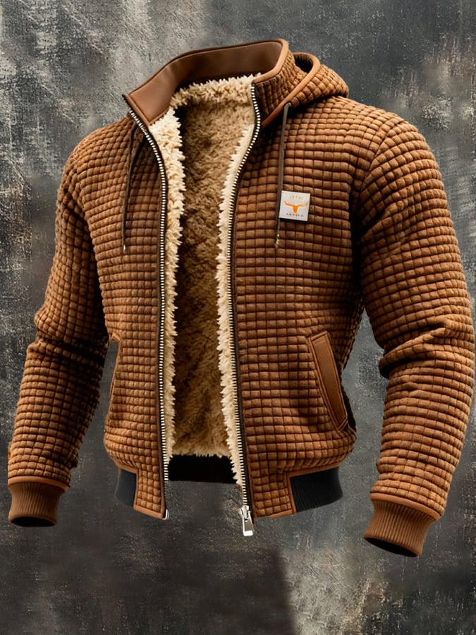 Heren Winterjacket met Capuchon, Ritssluiting en Gevoerd Interieur Bruin