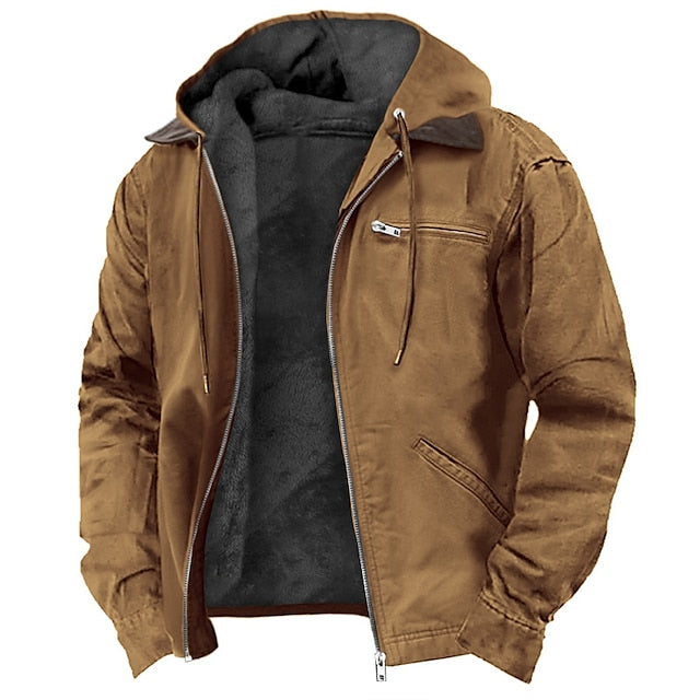 Heren Winterjas met Capuchon en Ritssluiting Bruin
