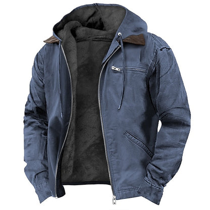 Heren Winterjas met Capuchon en Ritssluiting Blauw