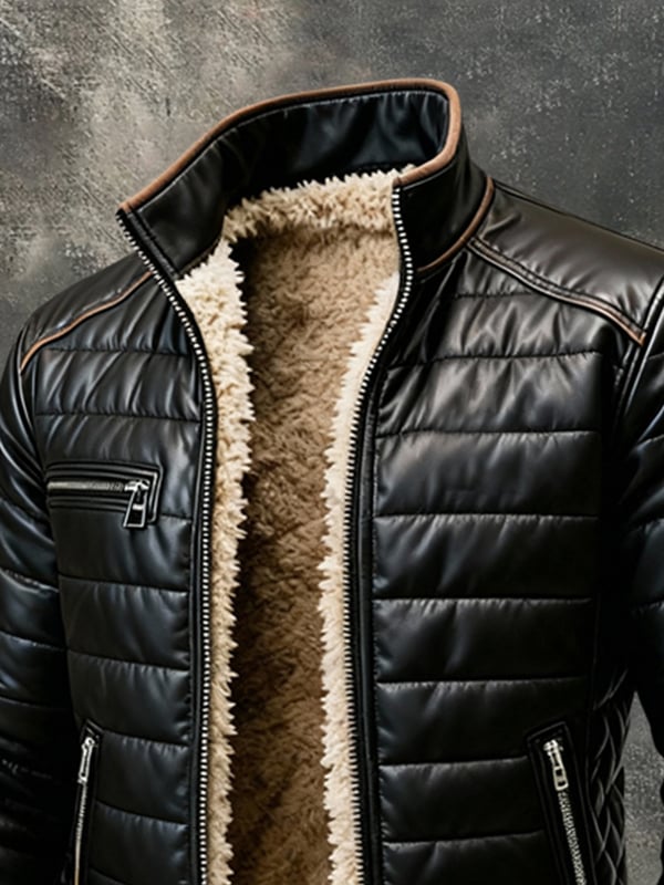 Heren Winterjas met Teddyfoering en Opstaande Kraag