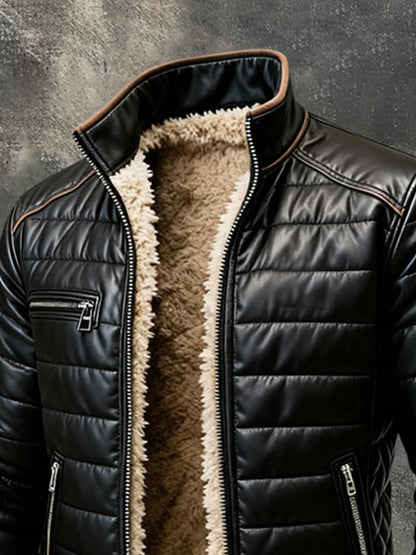 Heren Winterjas met Teddyfoering en Opstaande Kraag