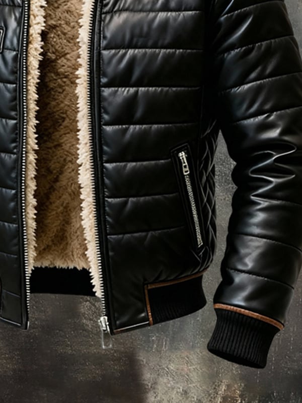 Heren Winterjas met Teddyfoering en Opstaande Kraag