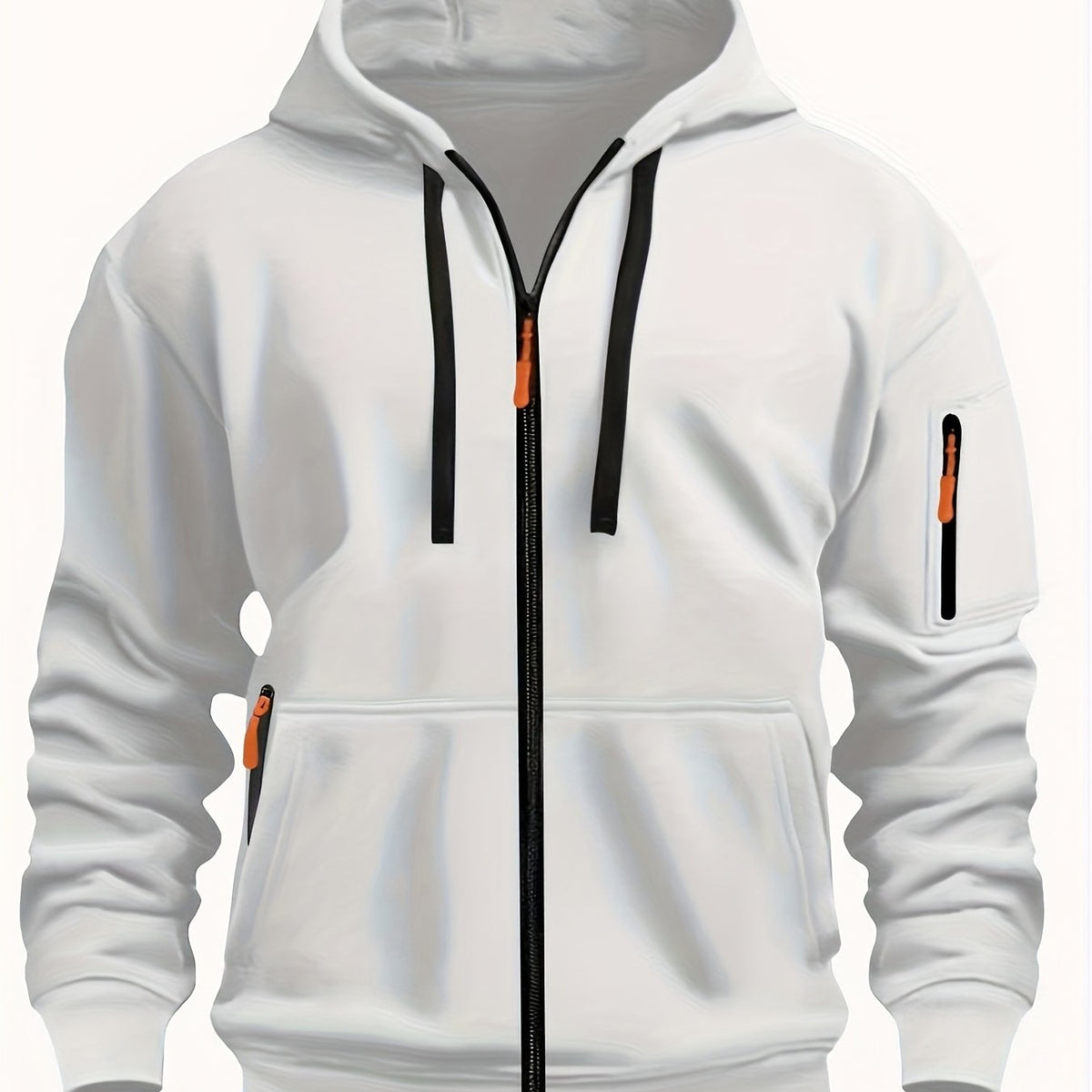 Heren Zip Hoodie met Mouwzak Wit