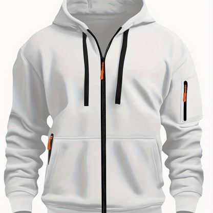 Heren Zip Hoodie met Mouwzak Wit